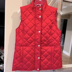 Red Jacket Vest Quilted Kim Rogers Snaps Zips Womens Small